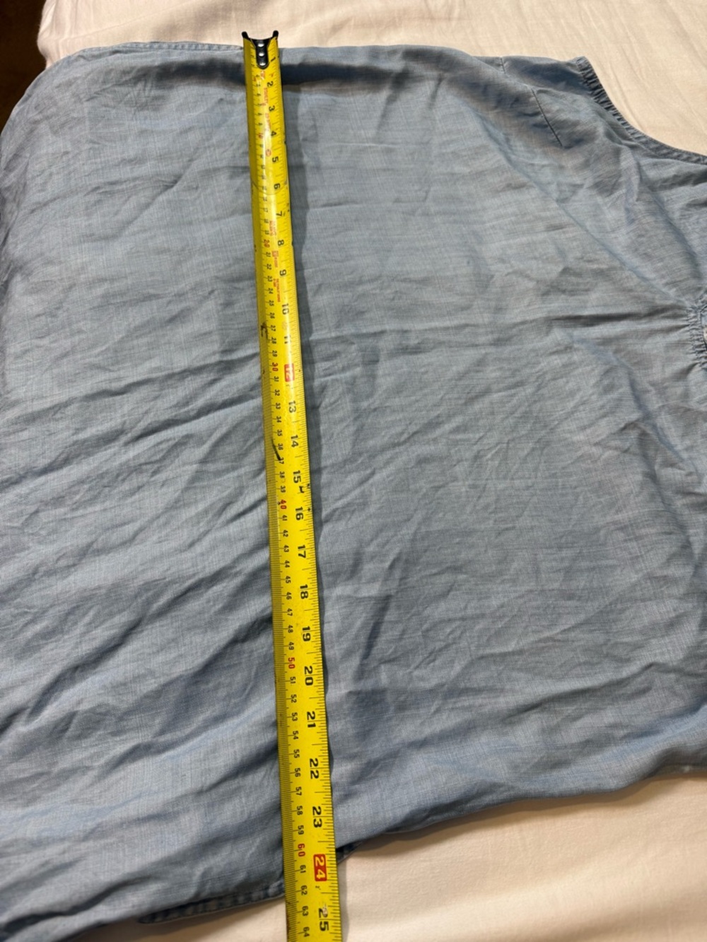 TOMMY BAHAMA Blue Chambray Tencel Ruffled- Frayed V-Neck Casual Shift Dress XL - Picture 7 of 7